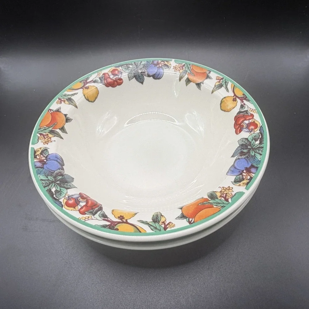 Maplehill Harvest Fruit Stoneware Cereal/salad Bowls Set/4 Vintage